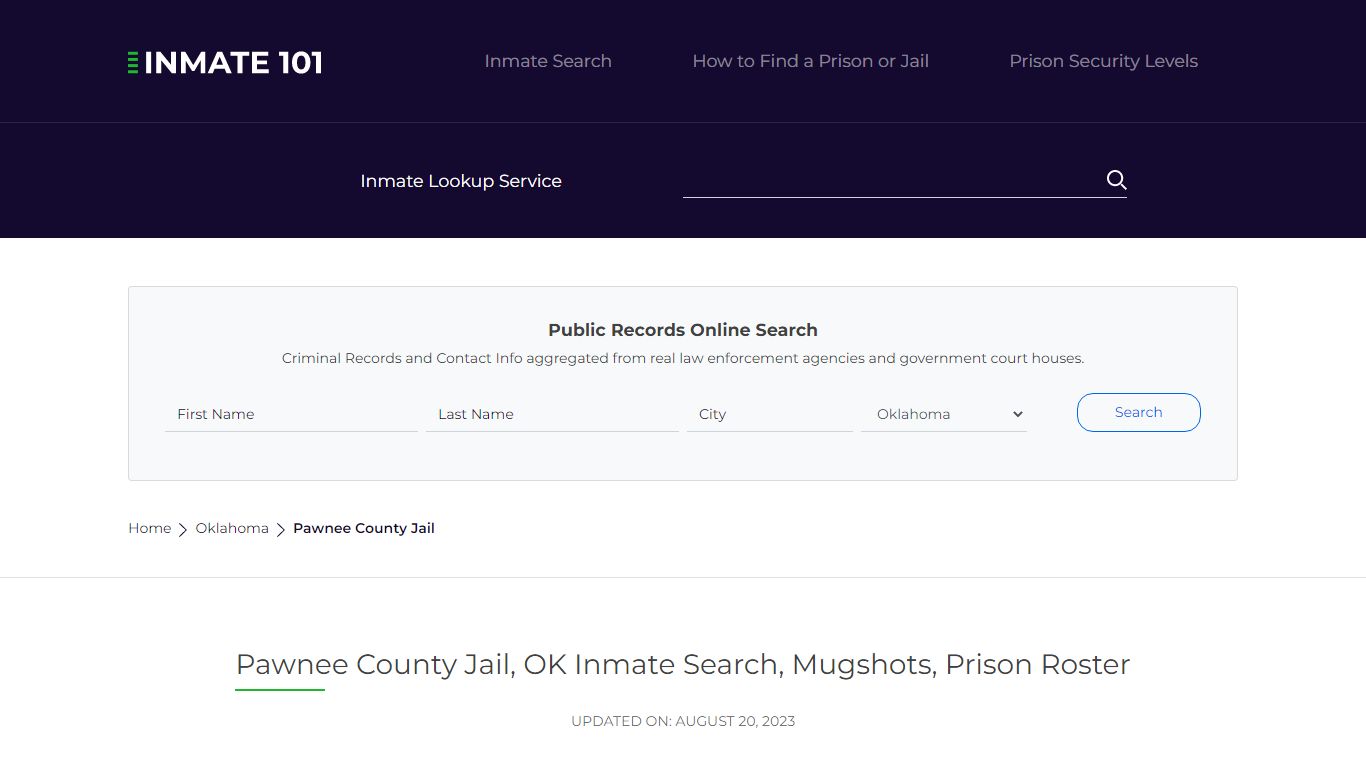 Pawnee County Jail, OK Inmate Search, Mugshots, Prison Roster